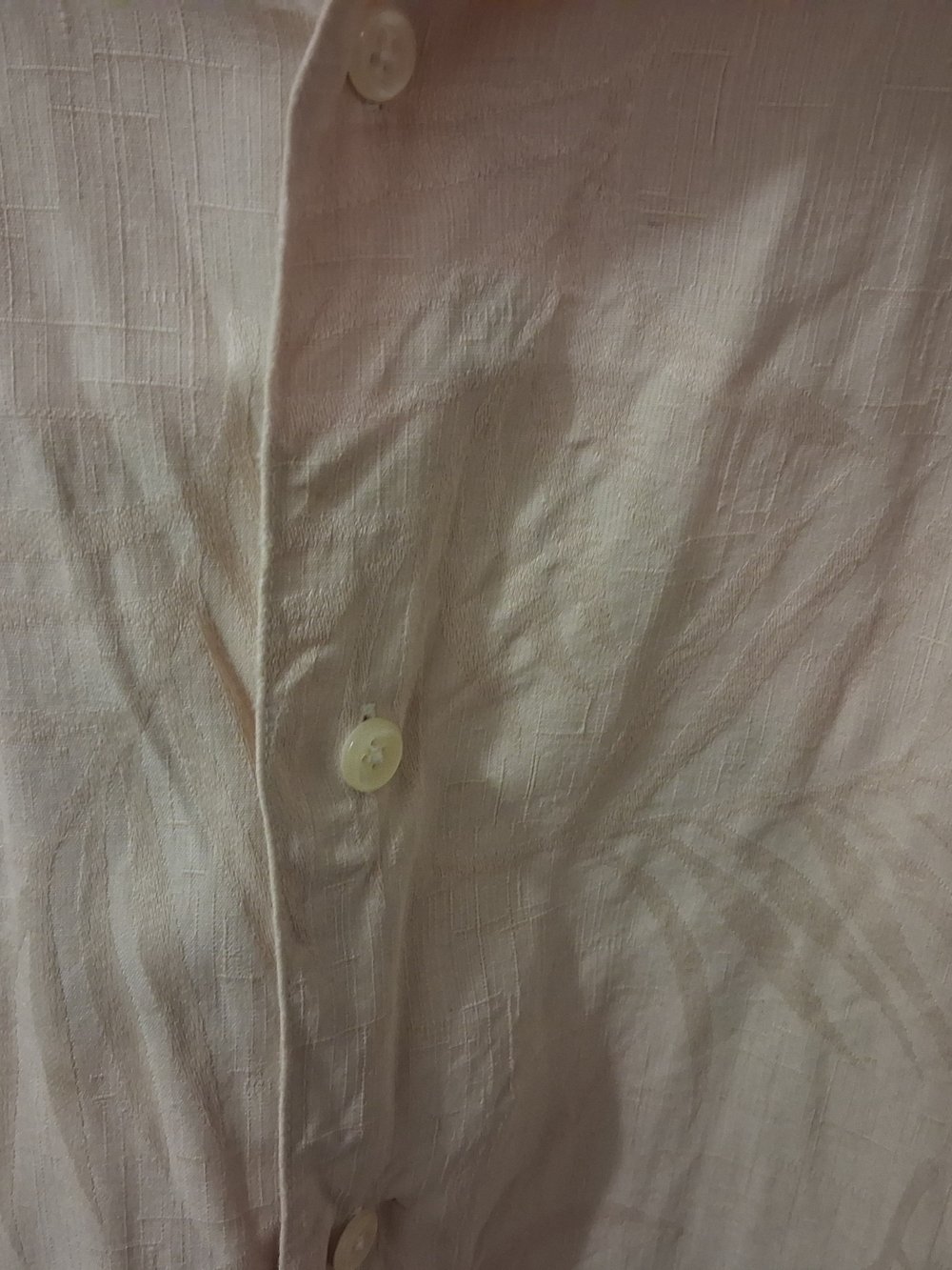 Claiborne Mens XL Beige Silk Woven Solid Short Sleeve Spread Collar Button-Up - Picture 6 of 6